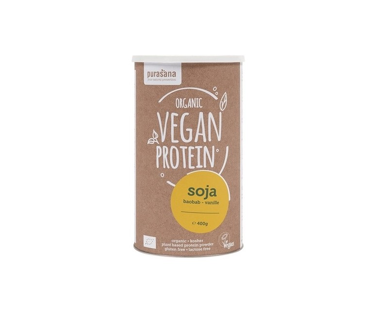Proteína de soja con baobab y vainilla 400 g de polvo (Vainilla) Purasana