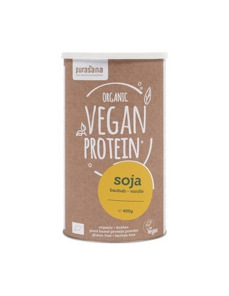 Proteína de soja con baobab y vainilla 400 g de polvo (Vainilla) Purasana