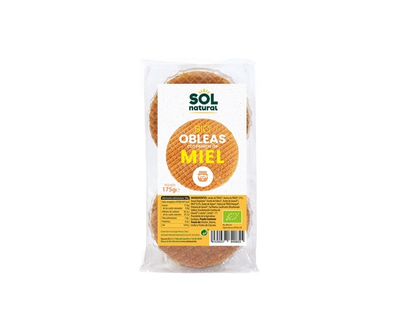 Obleas rellenas de miel Bio 175 g Sol Natural