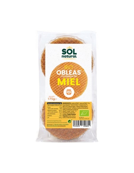 Obleas rellenas de miel Bio 175 g Sol Natural