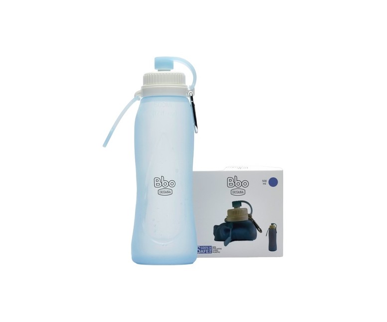 Botella plegable Bbo azul 500 ml 1 unidad (Azul) Irisana