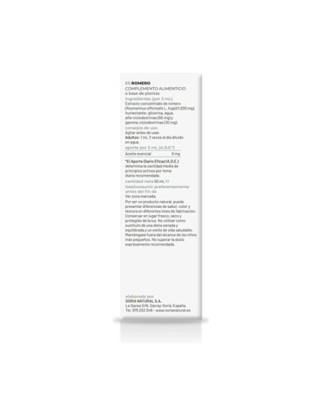 Extracto de Romero (Fórmula XXI) 50 ml Soria Natural