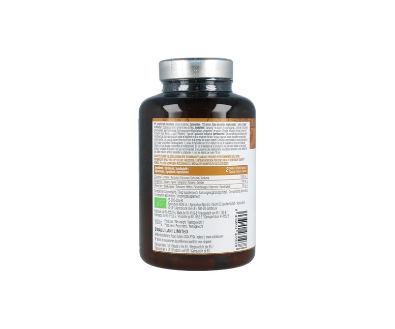 Cúrcuma complex con jengibre y pimienta negra orgánica 120 cápsulas Nutralie
