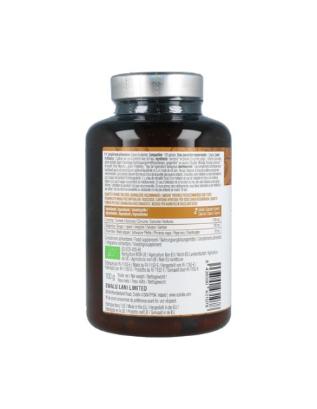 Cúrcuma complex con jengibre y pimienta negra orgánica 120 cápsulas Nutralie