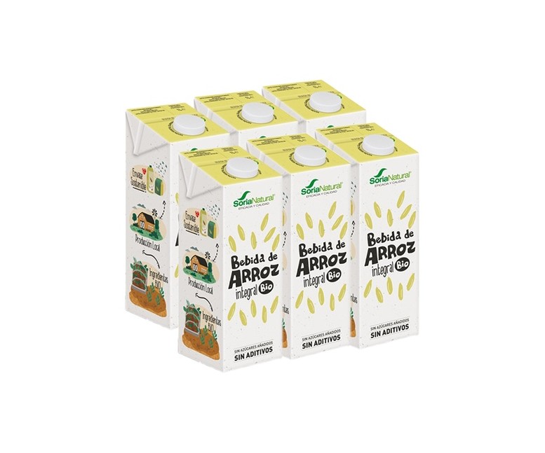 Pack Bebida de arroz integral Bio (sin azúcar) 6 unidades de 1L Soria Natural
