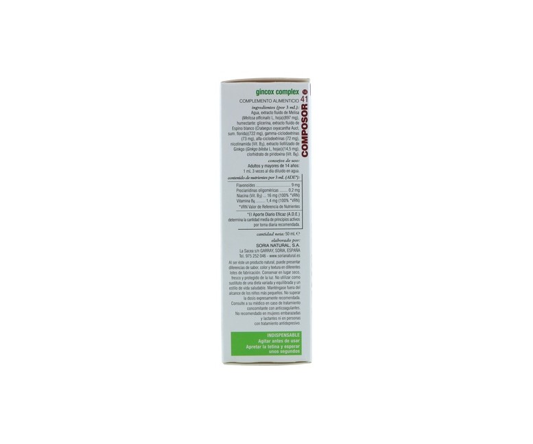 Composor 41 Gincox complex Fórmula XXI 50 ml Soria Natural