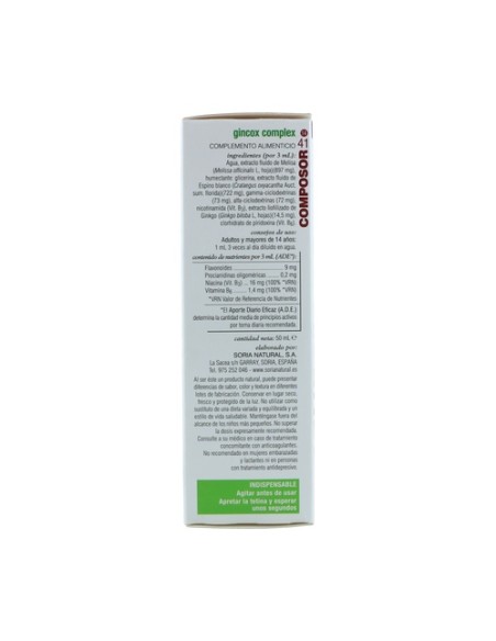 Composor 41 Gincox complex Fórmula XXI 50 ml Soria Natural