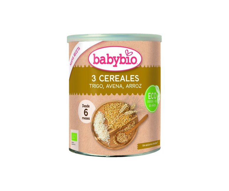 Papilla 3 cereales +6m 220 g de polvo Babybio