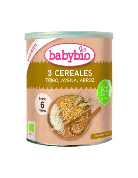 Papilla 3 cereales +6m 220 g de polvo Babybio