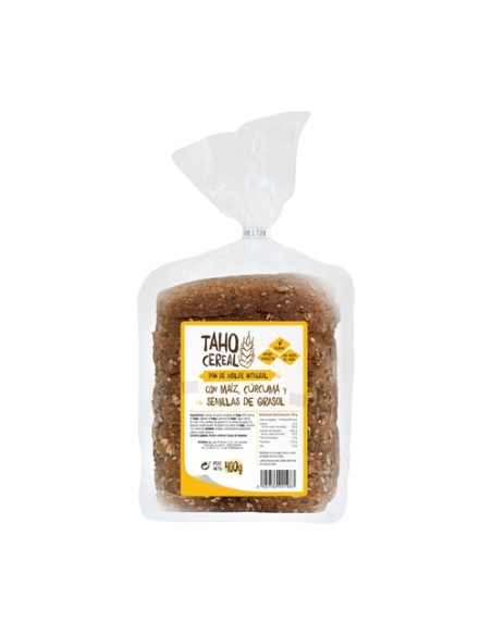 Pan de molde integral con maíz, cúrcuma y pipas de girasol 400 g Taho Cereal