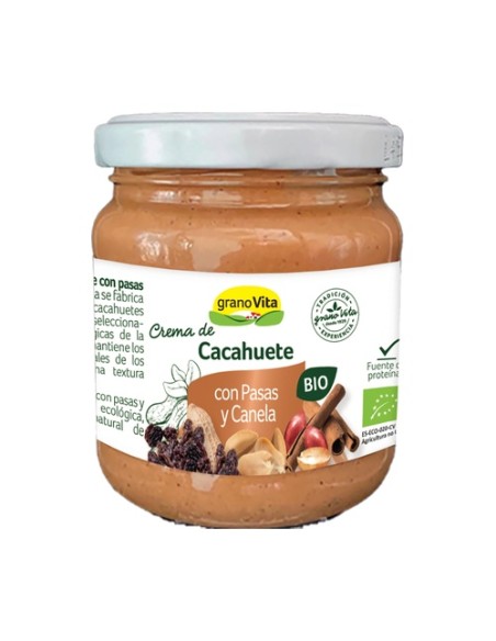 Crema cacahuete, pasas y canela bio 175 g de crema (Cacahuete) Granovita