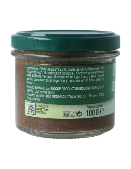 Paté de olivas negras 100 g Bio Organica Italia
