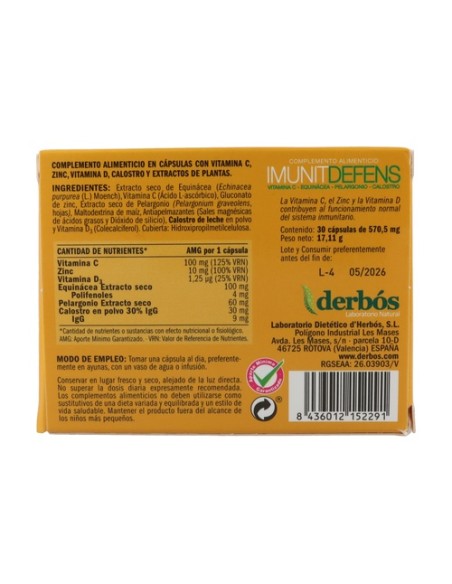 Imunit Defens 30 cápsulas vegetales de 570.5 mg Derbós
