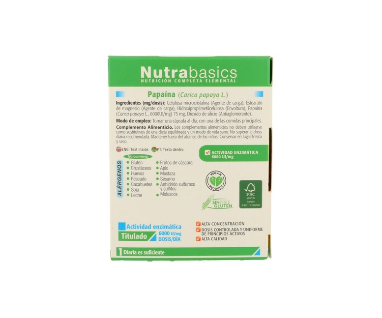 Nutrabasics Papaina 30 cápsulas Drasanvi