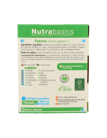 Nutrabasics Papaina 30 cápsulas Drasanvi