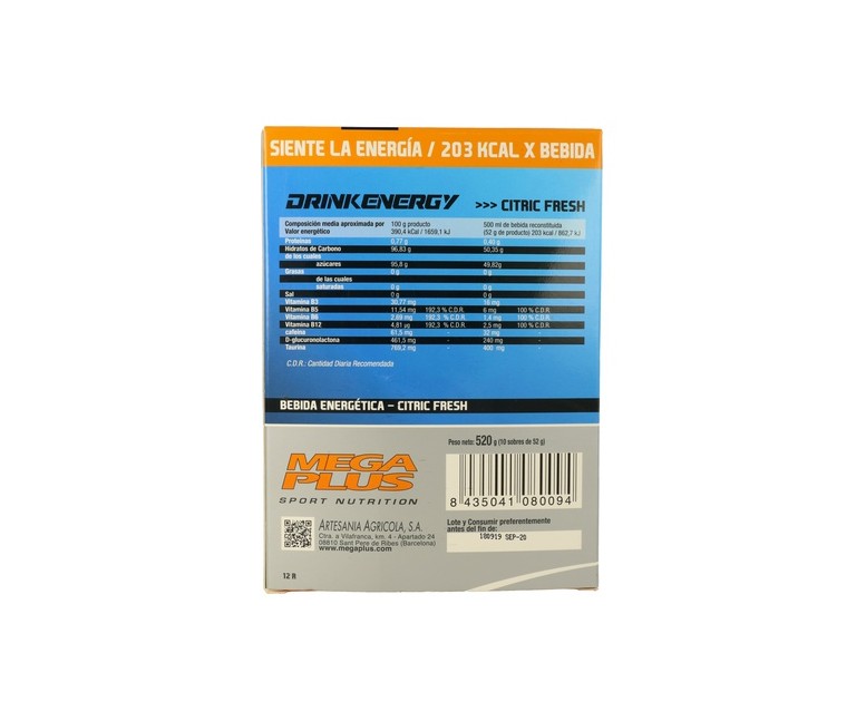 Drink Energy Citric Fresh 10 sobres de 52g Mega plus
