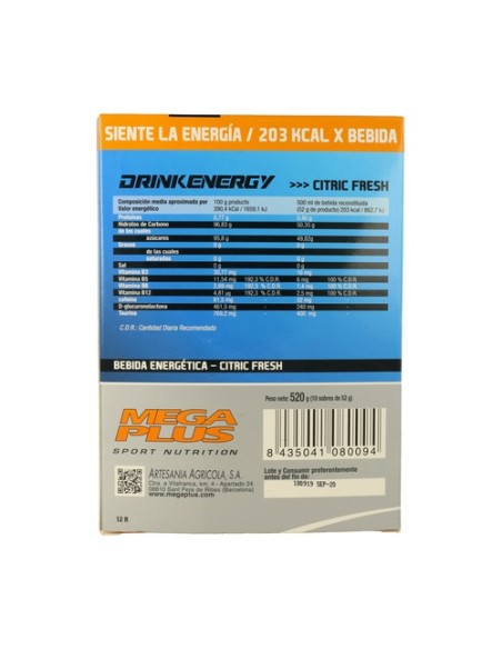 Drink Energy Citric Fresh 10 sobres de 52g Mega plus
