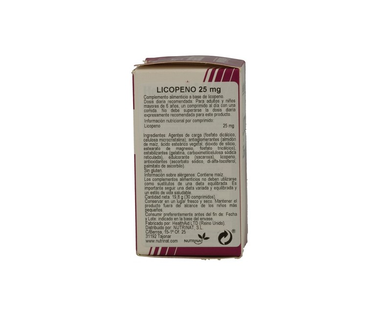 Licopeno 30 comprimidos de 25mg Health Aid