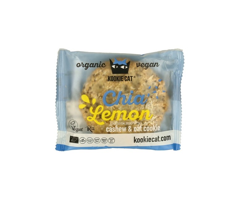 Galleta vegana de chía y limón 50 g Kookie Cat