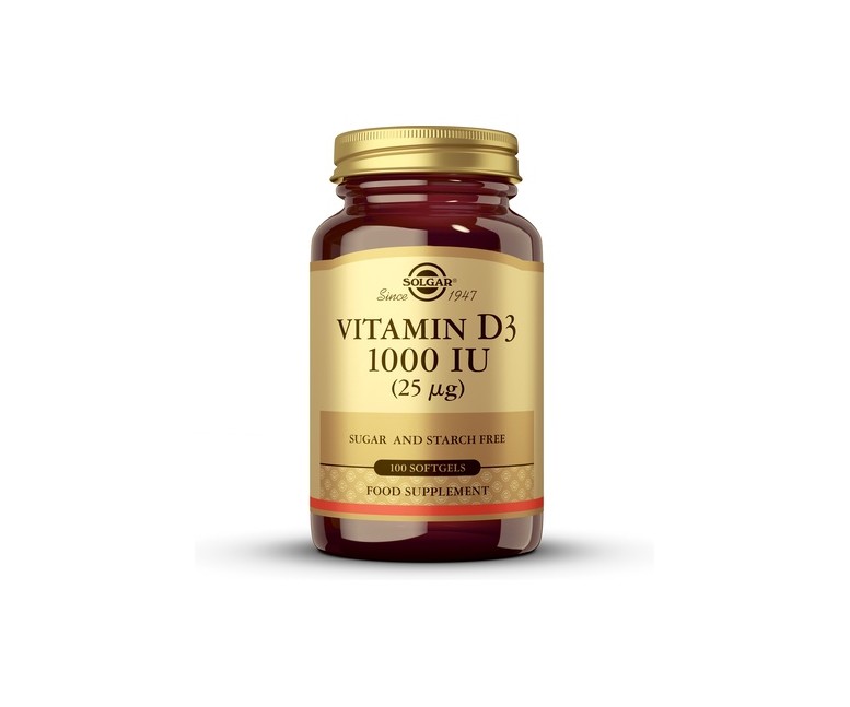 Vitamina D3 1000 IU 100 perlas de 25μg Solgar