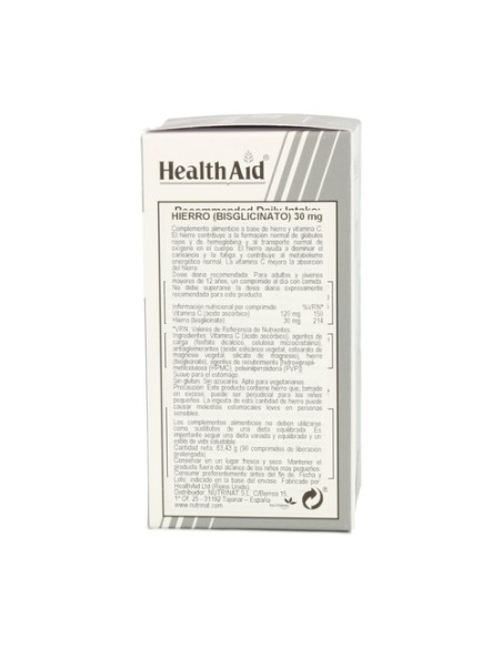 Hierro Bisglicinato con Vitamina C 90 comprimidos Health Aid