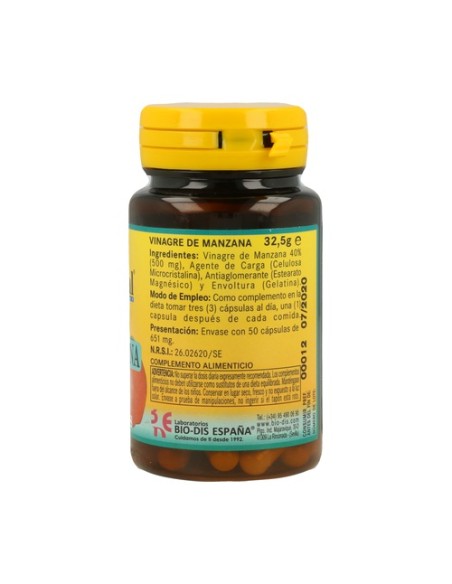 Vinagre De Manzana 50 cápsulas de 500mg Nature Essential