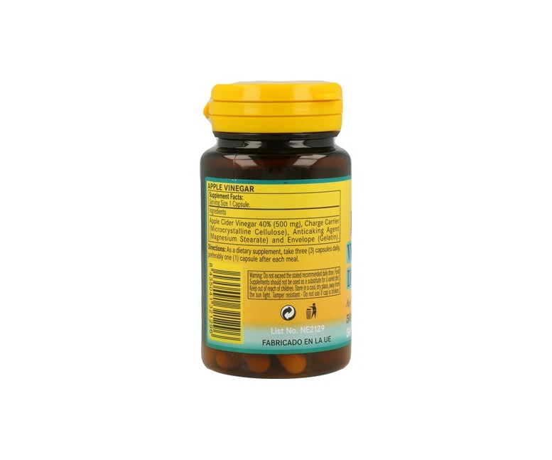 Vinagre De Manzana 50 cápsulas de 500mg Nature Essential