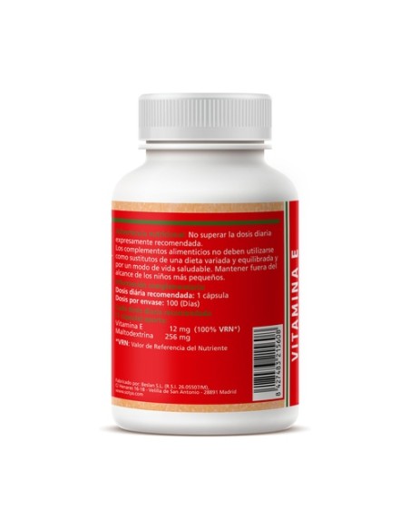 Vitamina E 100 cápsulas de 500mg (500mg) Sotya