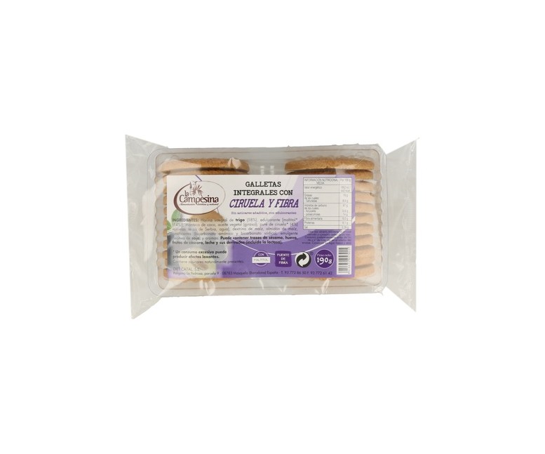 Galletas Integrales Ciruela y Fibra sin Azúcar 190 g La Campesina