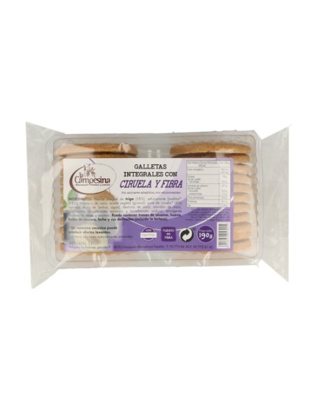 Galletas Integrales Ciruela y Fibra sin Azúcar 190 g La Campesina