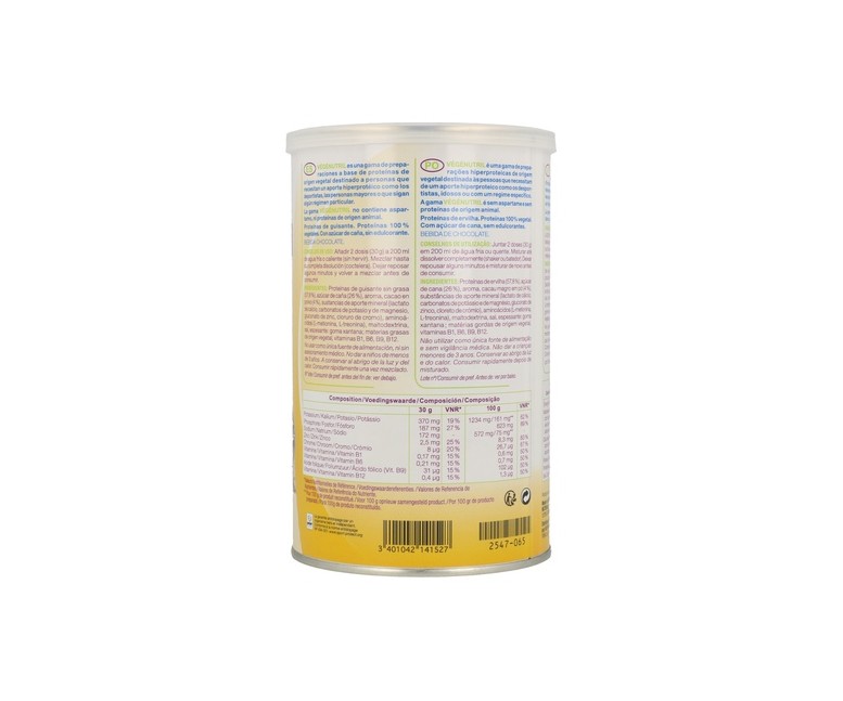 Vegenutril proteína vegetal de guisante chocolate 300 g de polvo (Chocolate) Nutergia