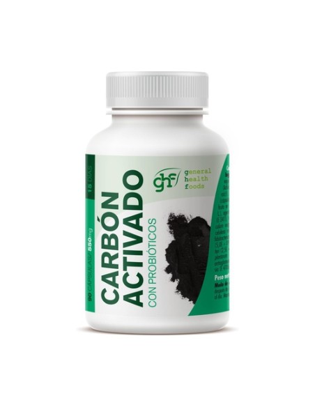 Carbón activado con probiótico 90 cápsulas de 550mg GHF