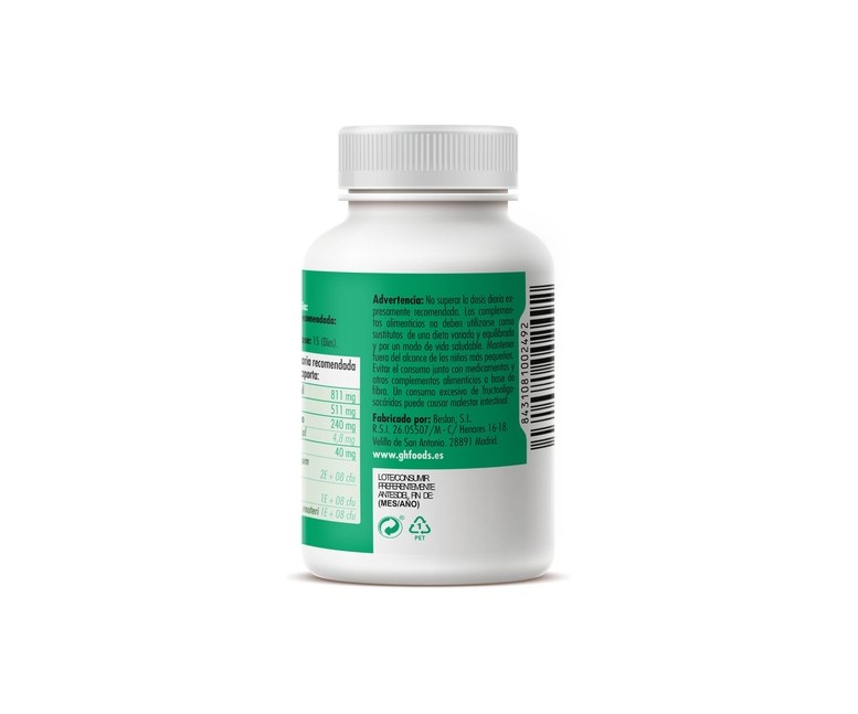 Carbón activado con probiótico 90 cápsulas de 550mg GHF