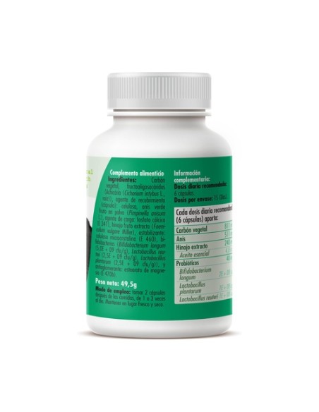 Carbón activado con probiótico 90 cápsulas de 550mg GHF