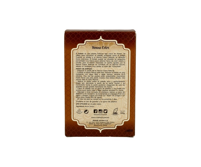 Henna Katam en Polvo 100 g Radhe Shyam