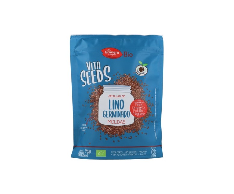 Vitaseeds semillas molidas de lino germinado sin gluten Bio 200 g El Granero Integral