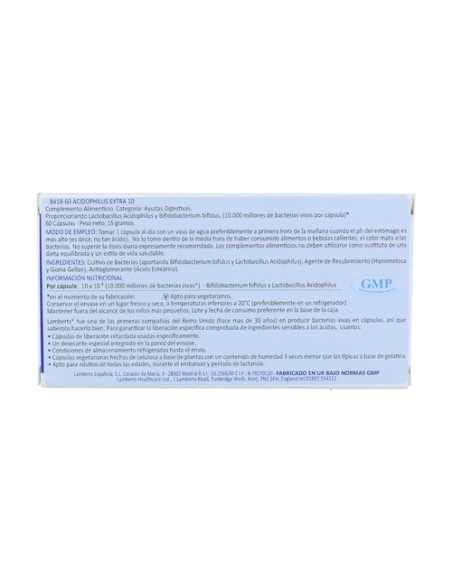Acidophilus extra 10 60 cápsulas Lamberts