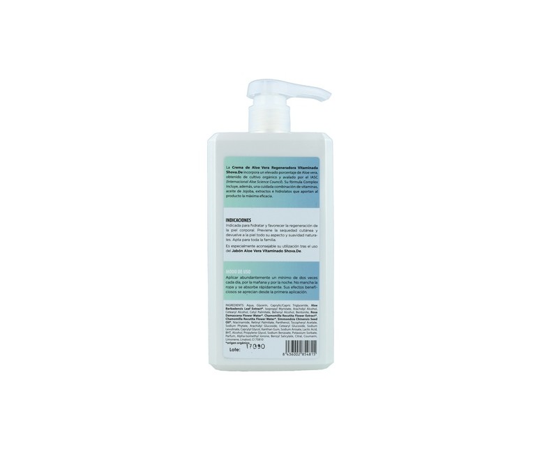 Crema de Aloe Vera Vitaminada 1 L de crema Shovade