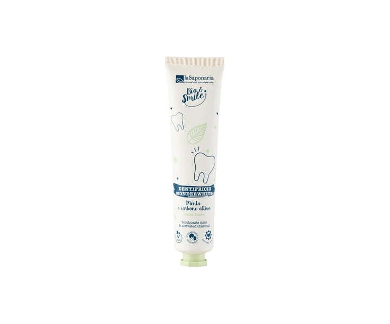 Pasta de dientes blanqueadora WonderWhite menta y carbón vegetal 75 ml de crema La Saponaria