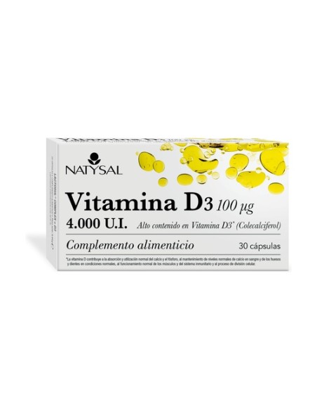 Vitamina D3 100µg (4000UI) 30 cápsulas Natysal
