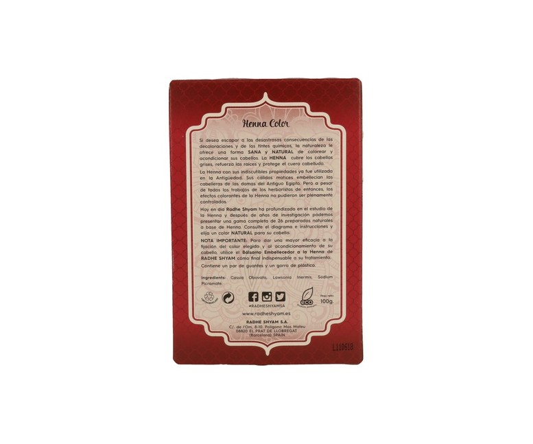 Henna color Super caoba oscuro 100 g Radhe Shyam