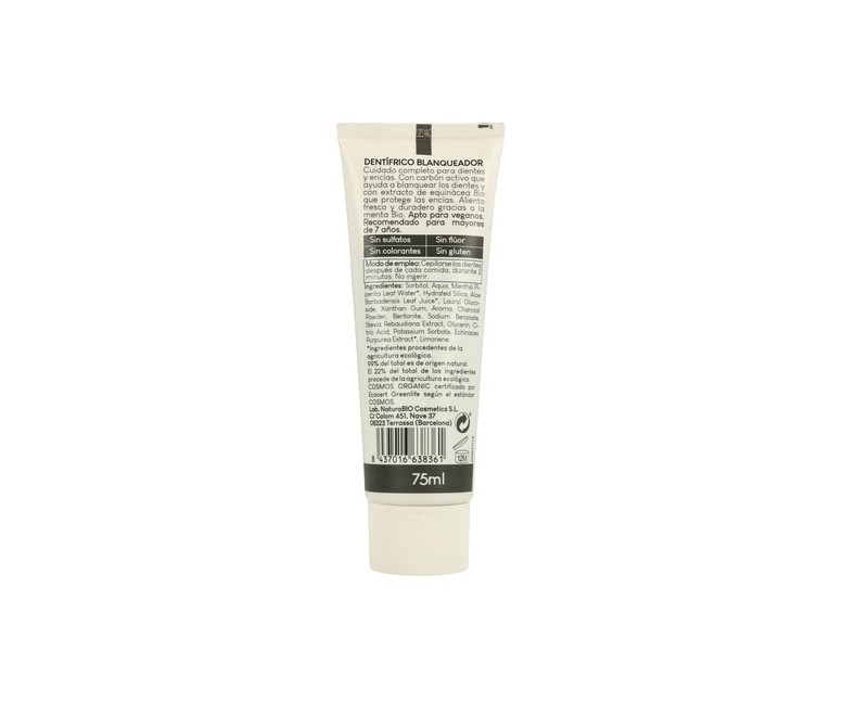 Dentífrico blanqueador Menta Bio & Carbón activo 75 ml NaturaBIO Cosmetics