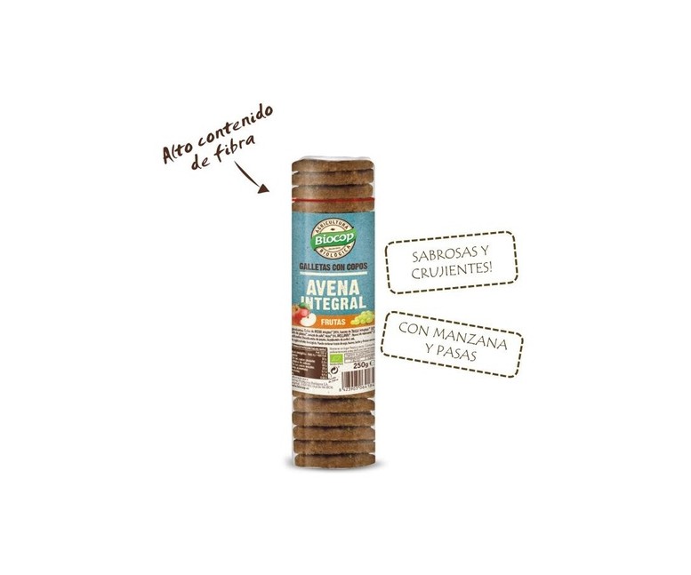 Galleta con copos de avena y frutas 250 g Biocop