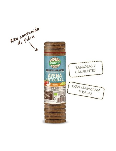 Galleta con copos de avena y frutas 250 g Biocop