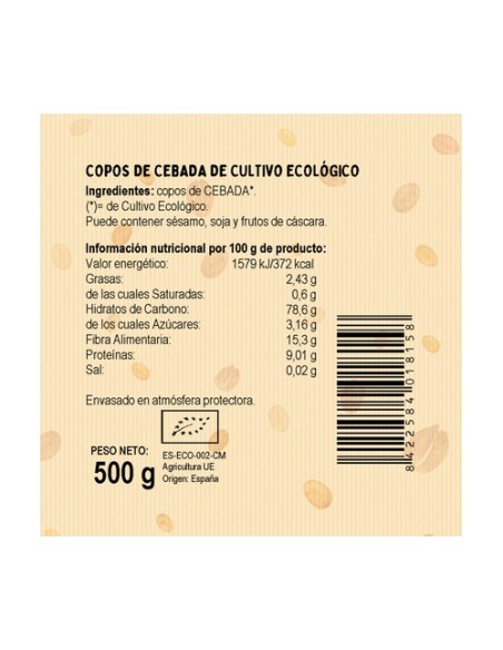 Copos de Cebada Bio 500 g El Granero Integral