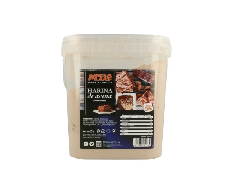 Harina de Avena (Sabor Brownie) 2 kg (Brownie) Mega Plus