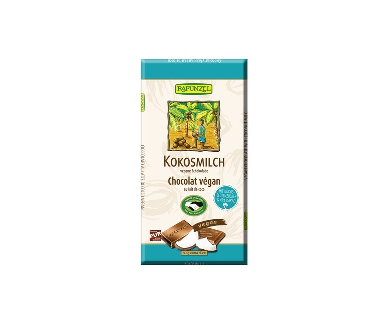 Tableta de chocolate con leche de coco 80 g Rapunzel