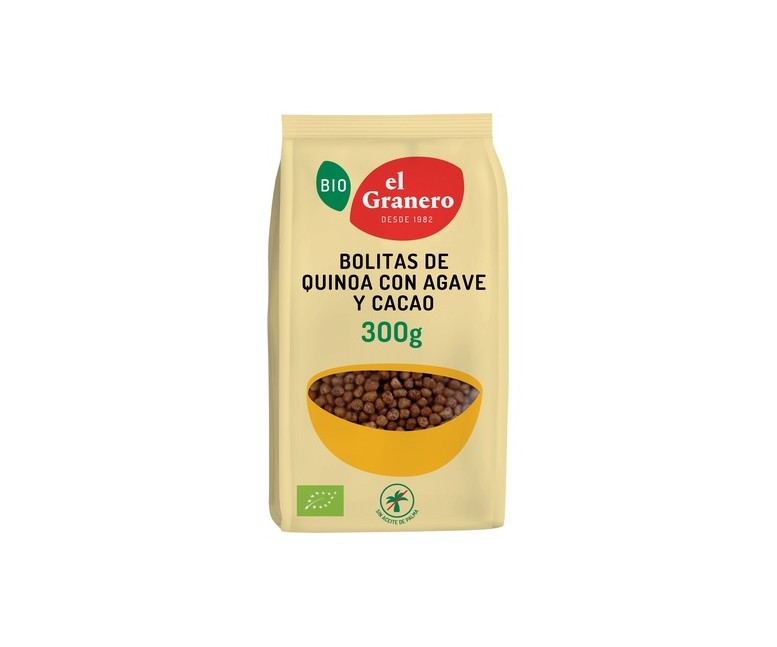 Bolitas Quinoa con Agave y Cacao BIO 300 g (Cacao) El Granero Integral