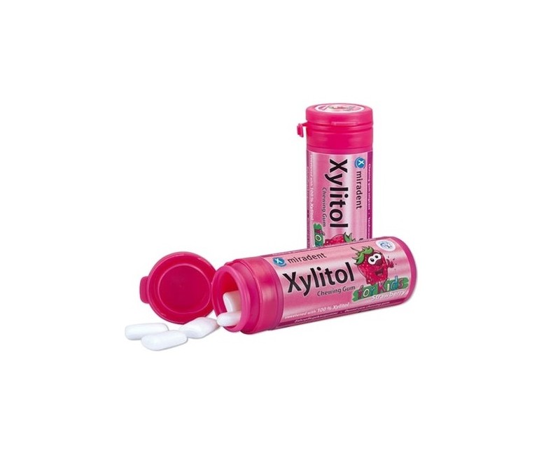 Xylitol chicle sabor fresa bote kids 30 chicles Miradent