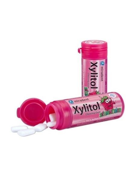 Xylitol chicle sabor fresa bote kids 30 chicles Miradent